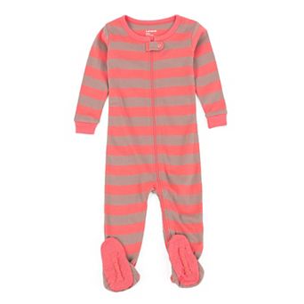 Leveret Kids Footed Cotton Pajama Girls Striped