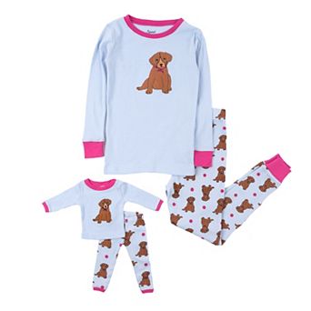 Leveret Girls and Doll Cotton Pajamas Puppy