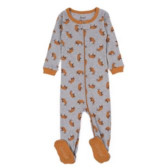 Leveret Kids Footed Cotton Pajama Bison