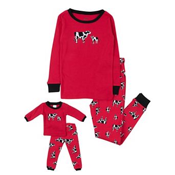 Leveret Girls and Doll Cotton Pajamas Cow