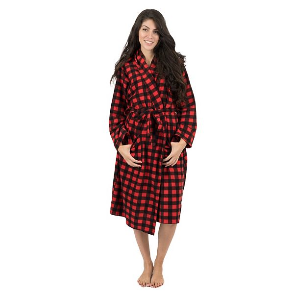 Leveret Womens Fleece Robe Plaid