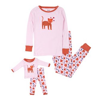 Leveret Girls and Doll Cotton Pajamas Kitten