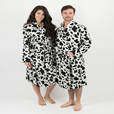Leveret Womens Fleece Robe Cow Black