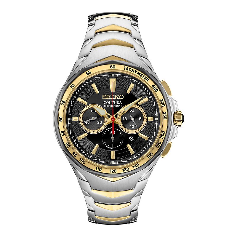 Men's Seiko Coutura Quartz Stainless Steel & Gold-Tone Watch - SRWZ24, Size: Large, Black