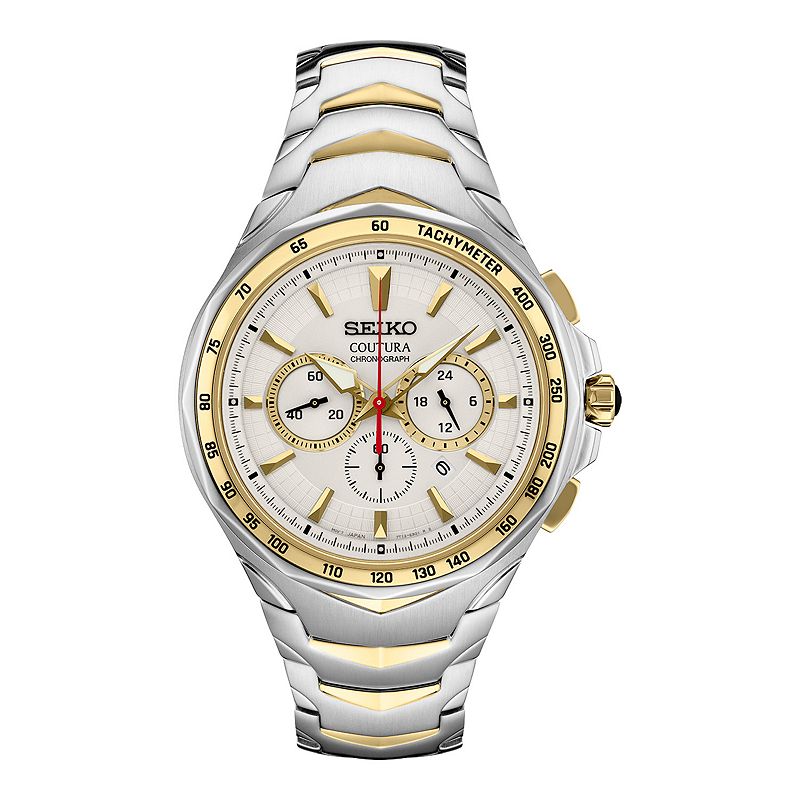 Men's Seiko Coutura Quartz Stainless Steel & Gold-Tone Watch - SRWZ24, Size: Large, White