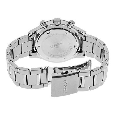 Seiko Essentials Men's Chronograph Stainless Steel Black Dial Watch - SSB413