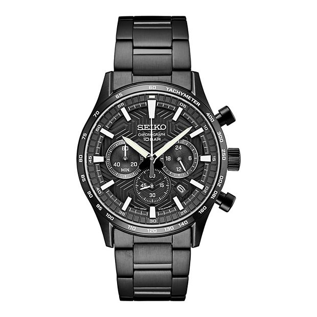 Seiko Essentials Men s Black Ion Plated Stainless Steel