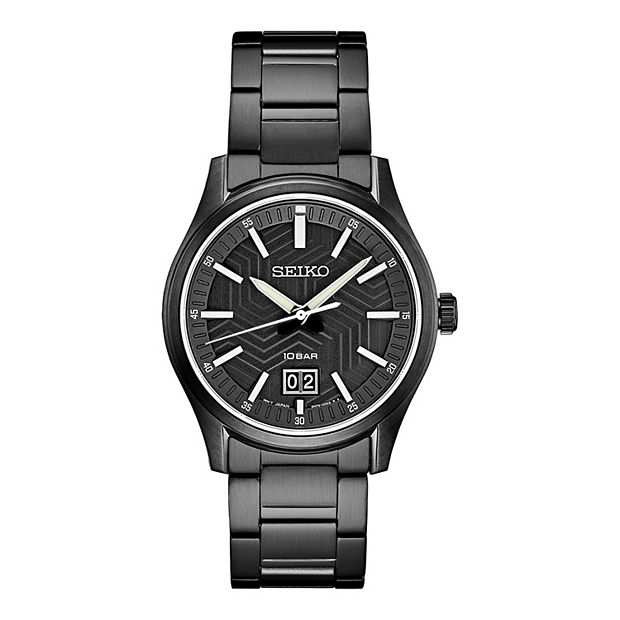 Seiko Essentials Men s Black Ion Plated Stainless Steel Black Dial