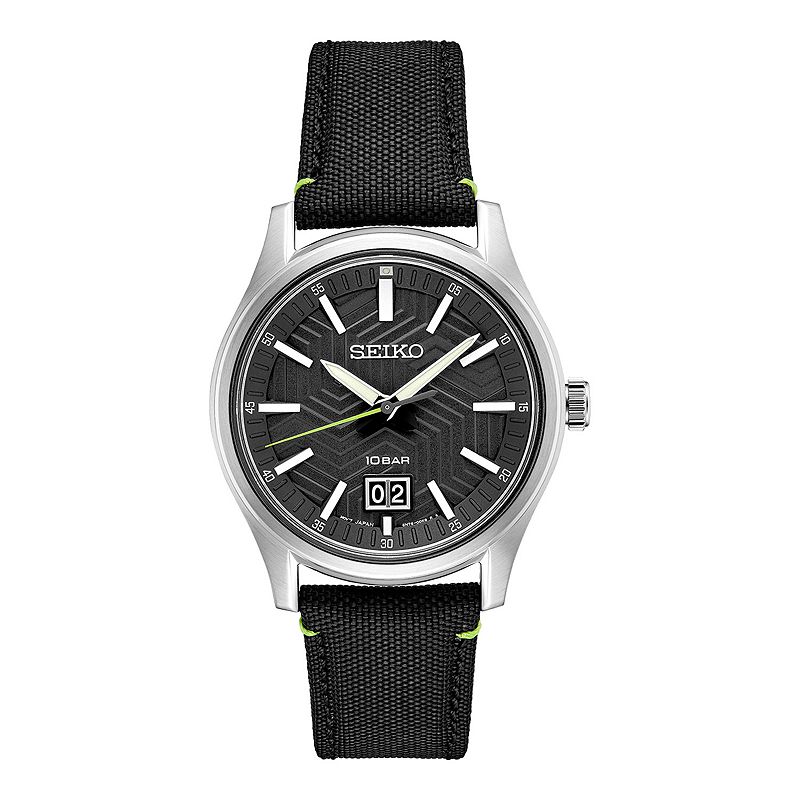 Seiko Essentials Men's Stainless Steel Black Dial Strap Watch - SUR517, Size: Large