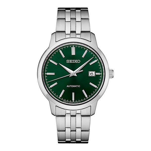 Seiko Essentials Men s Stainless Steel Green Dial Automatic Watch