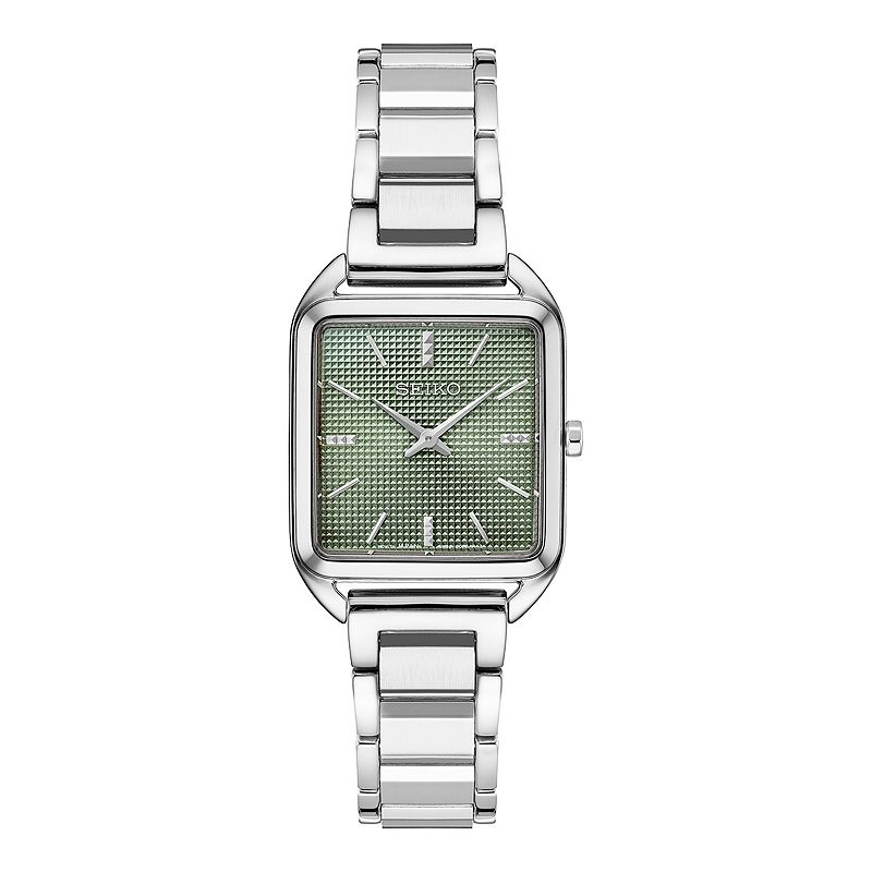 Seiko Essentials Women's Stainless Steel Rectangle Dial Bracelet Watch, Size: Small, Green