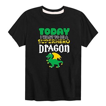 Boys 8-20 Today I Want To Be A Dragon Tee