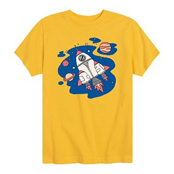 Boys 8-20 Rocket In Space Planets Tee