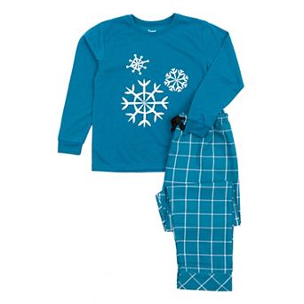 Leveret Kids Pajamas Poly Top and Flannel Pants Snowflake