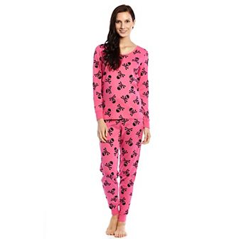 Leveret Womens Two Piece Cotton Pajamas Pink Skulls