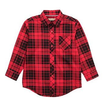 Leveret Boys Long Sleeve Dress Shirt Plaid