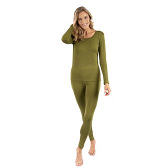 Leveret Womens Two Piece Boho Solid Thermal Pajamas