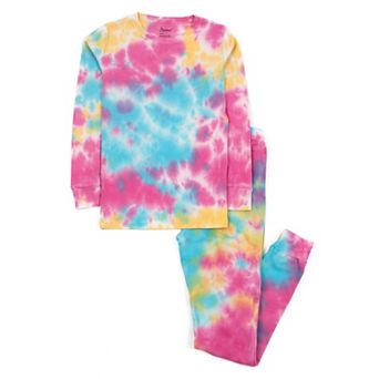 Leveret Kids Two Piece Cotton Pajamas Tie Dye Girls
