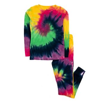 Leveret Kids Two Piece Cotton Pajamas Tie Dye Girls