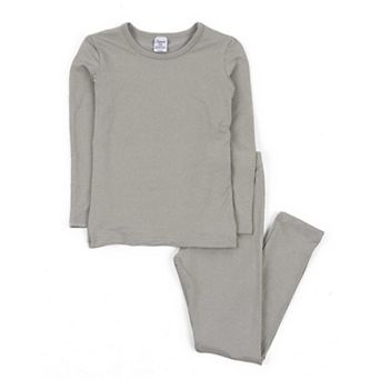 Leveret Big Kids Two Piece Thermal Pajamas Neutral Solid Color