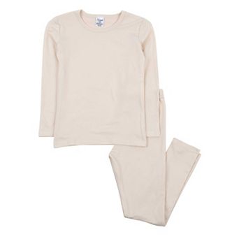 Leveret Toddler Two Piece Thermal Pajamas Neutral Solid Color
