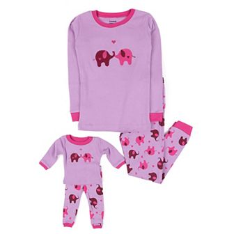 Leveret Girls and Doll Cotton Pajamas Elephant