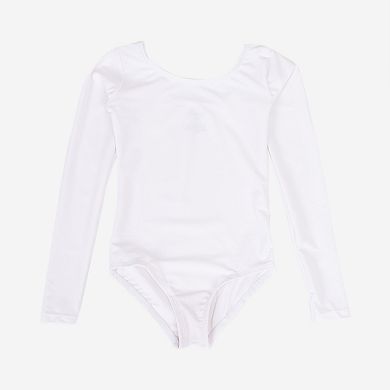 Leveret Little Girls Long Sleeve Leotard Neutral Solid Color