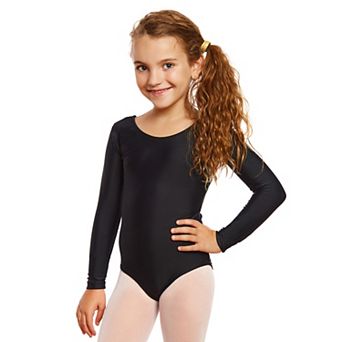 Leveret Little Girls Long Sleeve Leotard Neutral Solid Color