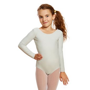 Leveret Little Girls Long Sleeve Leotard Neutral Solid Color