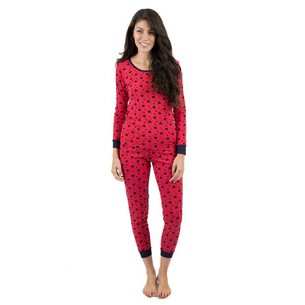Leveret Womens Two Piece Cotton Pajamas Navy Hearts