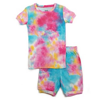 Leveret Kids Two Piece Cotton Short Pajamas Tie Dye Girls