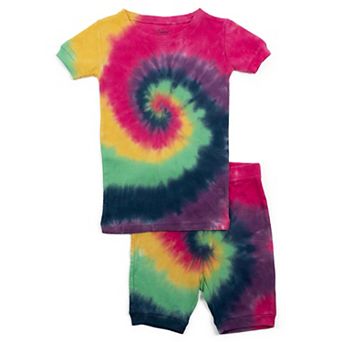 Leveret Kids Two Piece Cotton Short Pajamas Tie Dye Girls