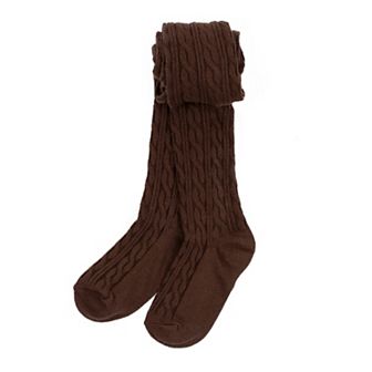 Leveret Girls Knit Tights Neutral Solid Color