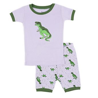 Leveret Kids Two Piece Cotton Short Pajamas Pink Trex