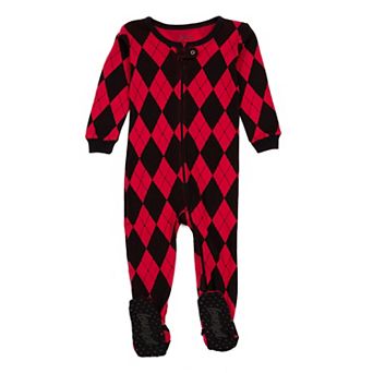 Leveret Kids Footed Cotton Pajama Argyle