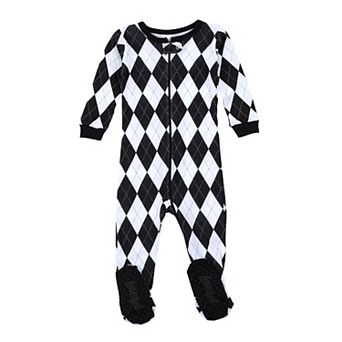 Leveret Kids Footed Cotton Pajama Argyle