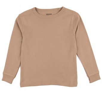 Leveret Kids Long Sleeve T-Shirt Neutral Solid Color