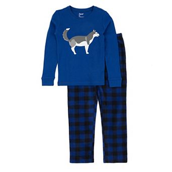 Leveret Kids Cotton Top and Fleece Pants Pajamas Husky