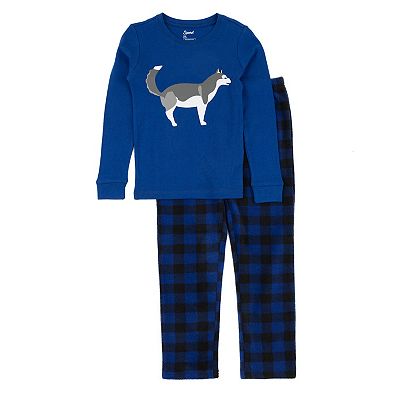 Leveret Kids Cotton Top and Fleece Pants Pajamas Husky