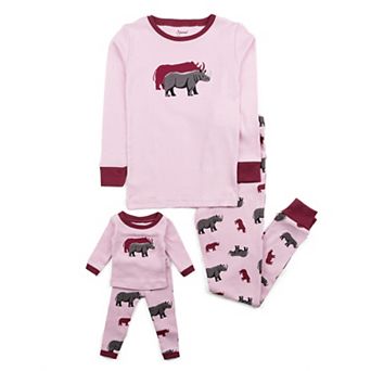 Leveret Girls and Doll Cotton Pajamas Rhino