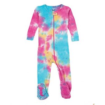 Leveret Kids Footed Cotton Pajama Tie Dye Girls