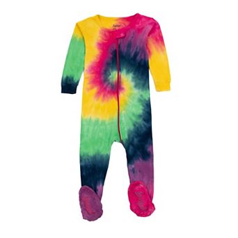 Leveret Kids Footed Cotton Pajama Tie Dye Girls