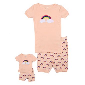 Leveret Girls and Doll Short Pajamas Rainbow