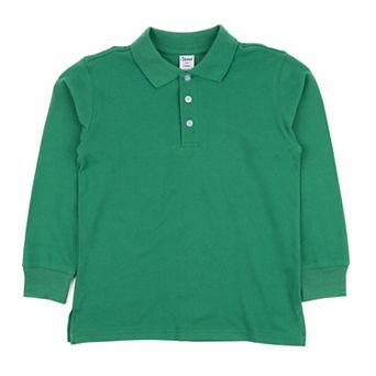 Leveret Long Sleeve Cotton Polo Shirt Classic Solid Color