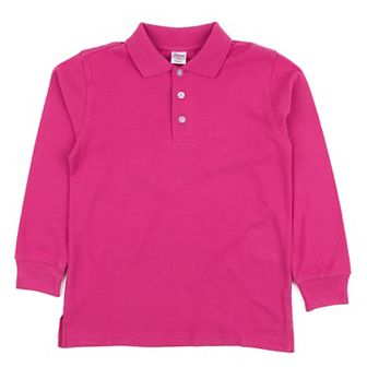 Leveret Long Sleeve Cotton Polo Shirt Classic Solid Color
