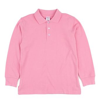 Leveret Long Sleeve Cotton Polo Shirt Classic Solid Color