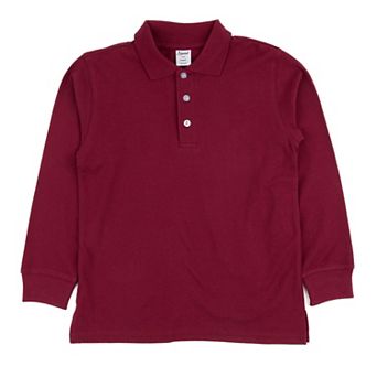 Leveret Long Sleeve Cotton Polo Shirt Classic Solid Color