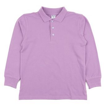 Leveret Long Sleeve Cotton Polo Shirt Classic Solid Color