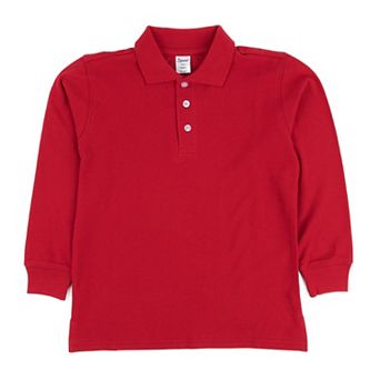 Leveret Long Sleeve Cotton Polo Shirt Classic Solid Color