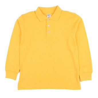 Leveret Long Sleeve Cotton Polo Shirt Classic Solid Color